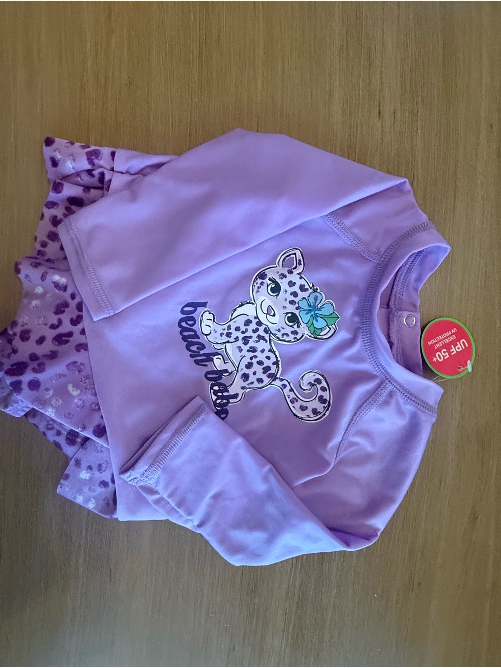 Place Purple Leopard Print Pajama Set with Cute Kitty Graphic
